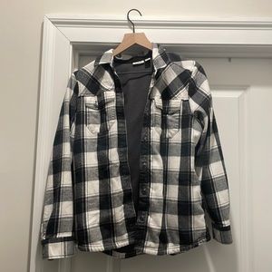 LL Bean black and white flannel